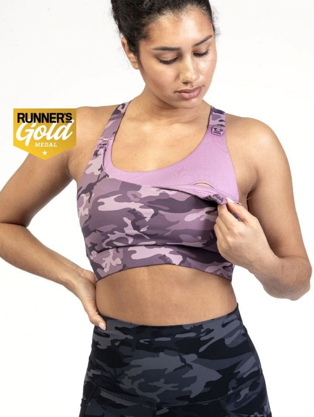 Sweat & Milk Purple Camo Venice High Impact Full Coverage Nursing Sports Bra